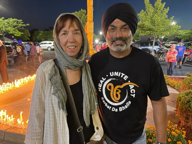 Patrice O'Neill with Pardeep Singh Kaleka at the 10th anniversary events in Oak Creek, WI.