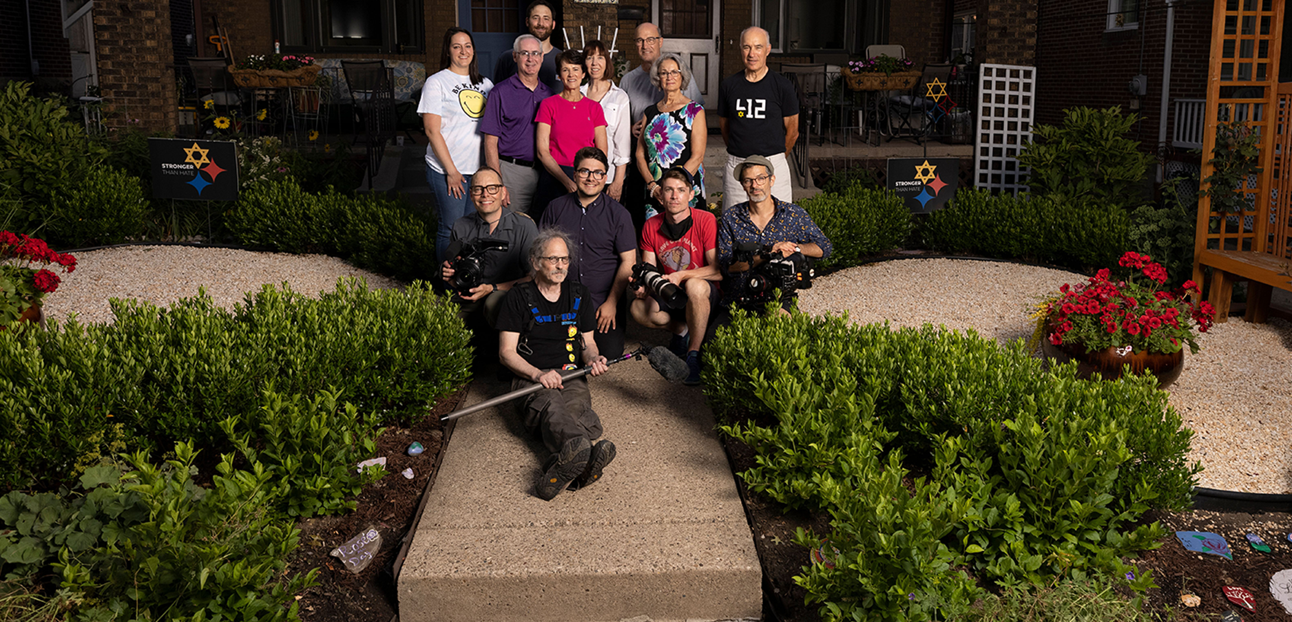 The Mallinger and Wedner families with the "Not In Our Town" film crew. Photo provided by Patrice O'Neill