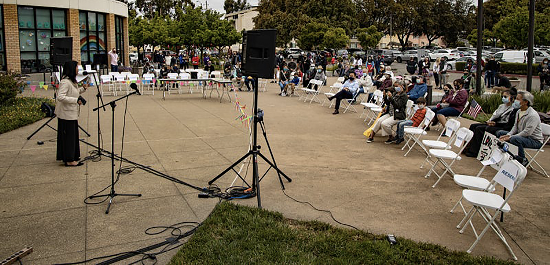 Dozens gather at rally against AAPI hate in San Leandro. Photo credit Matt Boone/KCBS Radio