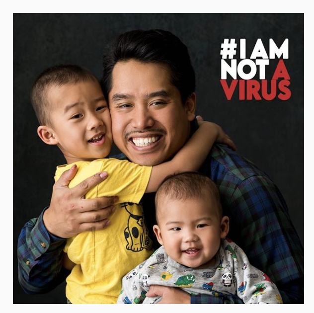 #IAmNotAVirus founder Mike Keo and his children.
