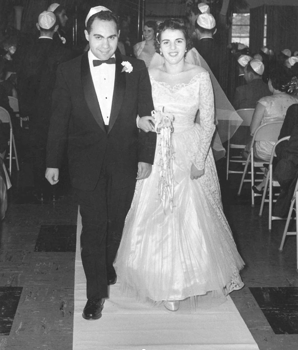Rabbi Philip and Ruth Lazowski on their wedding day, in 1955. Credit: courtesy of the Lazowski family.