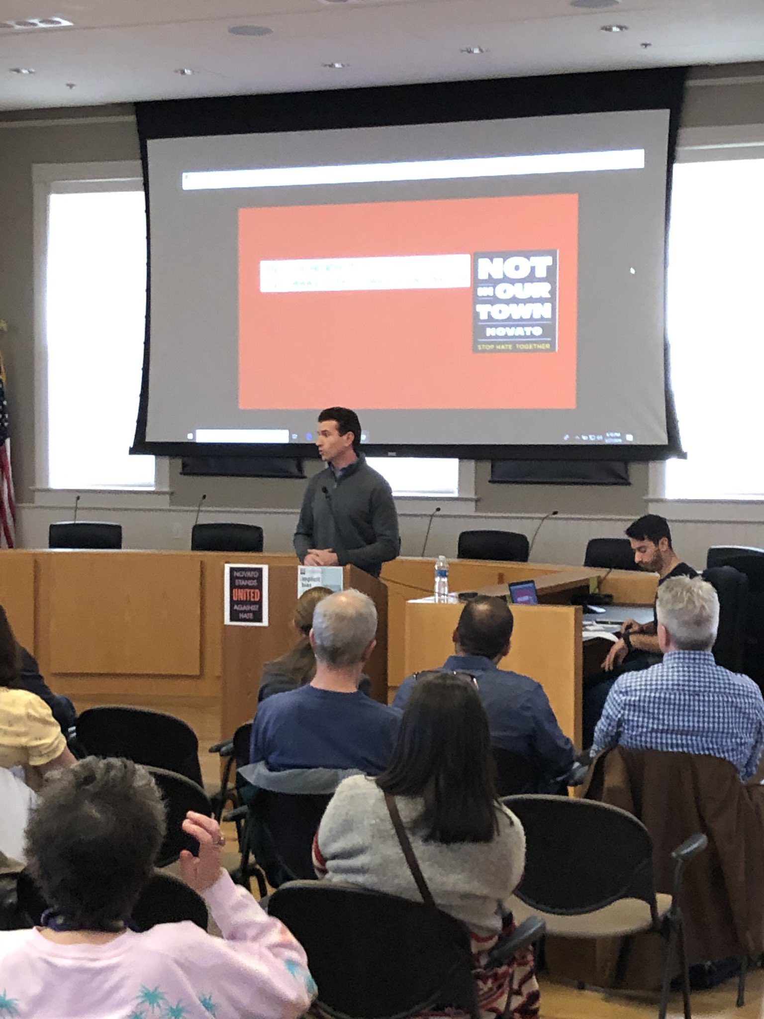 Happening now. Mayor @ericlucan opens our community conversation and workshop on Implicit Bias being held at @TweetNovato City Hall. @notinourtown